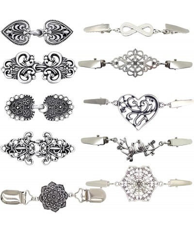 10 Pieces Sweater Shawl Clips Cardigan Clip Retro Collar Clasp Clips Dress Shirt Clips for Women Girls Clothing Silver $11.79...