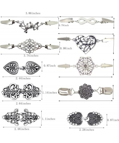 10 Pieces Sweater Shawl Clips Cardigan Clip Retro Collar Clasp Clips Dress Shirt Clips for Women Girls Clothing Silver $11.79...