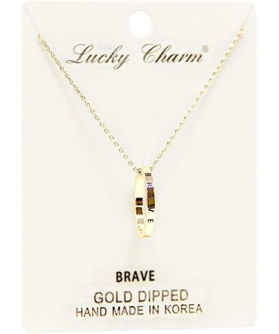 Women Inspirational Engraved Ring Pendant Necklace Gold Silver Rosegold (9 Different Phrases) Brave-Gold $9.68 Necklaces