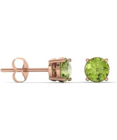 Natural and Certified Gemstone Solitaire Petite Stud Earrings in 14K Solid Gold | 0.20 Carat Earrings for Women Peridot 14K R...