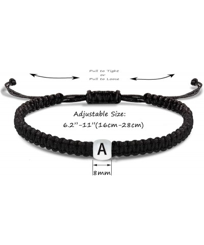 Initial White Bead String Bracelets with for Women Men Teen Girls Boys Handmade Adjustable Rope Braided with Letter A-Z Black...