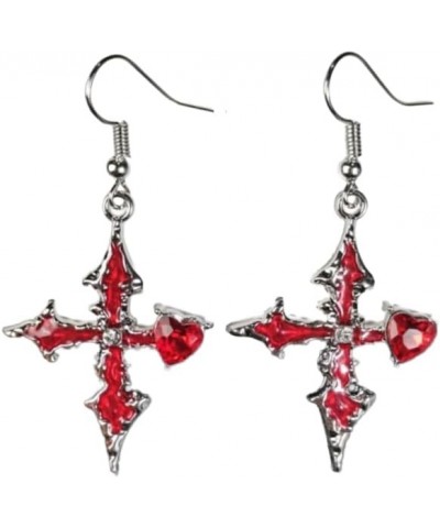 Gothic Earrings Dangle, Y2k Cross Hypoallergenic Earrings Dangling, Punk Y2k Emo Goth Accessories for Women A-Red $7.00 Earrings