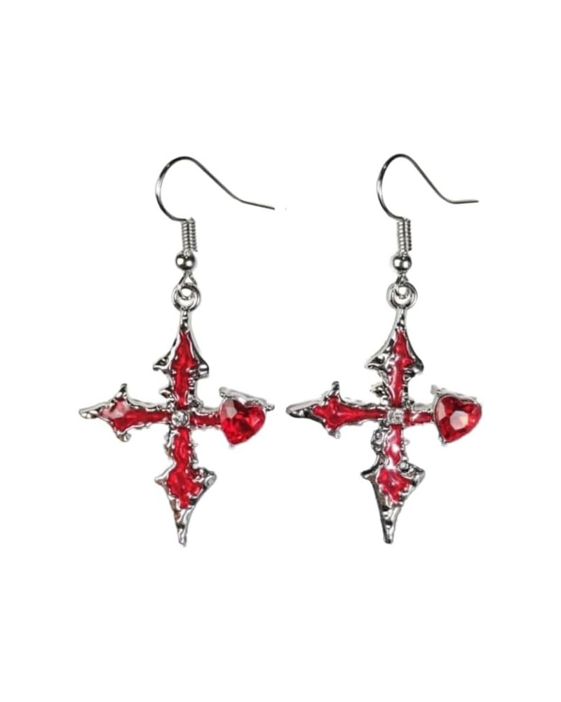 Gothic Earrings Dangle, Y2k Cross Hypoallergenic Earrings Dangling, Punk Y2k Emo Goth Accessories for Women A-Red $7.00 Earrings