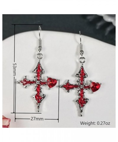 Gothic Earrings Dangle, Y2k Cross Hypoallergenic Earrings Dangling, Punk Y2k Emo Goth Accessories for Women A-Red $7.00 Earrings