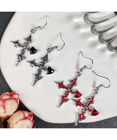 Gothic Earrings Dangle, Y2k Cross Hypoallergenic Earrings Dangling, Punk Y2k Emo Goth Accessories for Women A-Red $7.00 Earrings