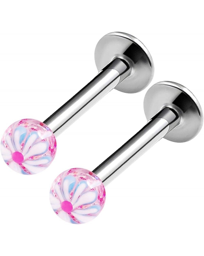 2PCS Surgical Steel Labret Studs 16 gauge 5/16 8mm 3mm Ball Cartilage Monroe Earrings Medusa Piercing Jewelry Choose Colors 2...