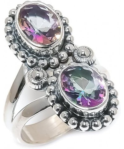 925 Sterling Silver Ring, Oval Shape Handmade Gemstone, Adjustable mystic rainbow topaz $11.44 Rings