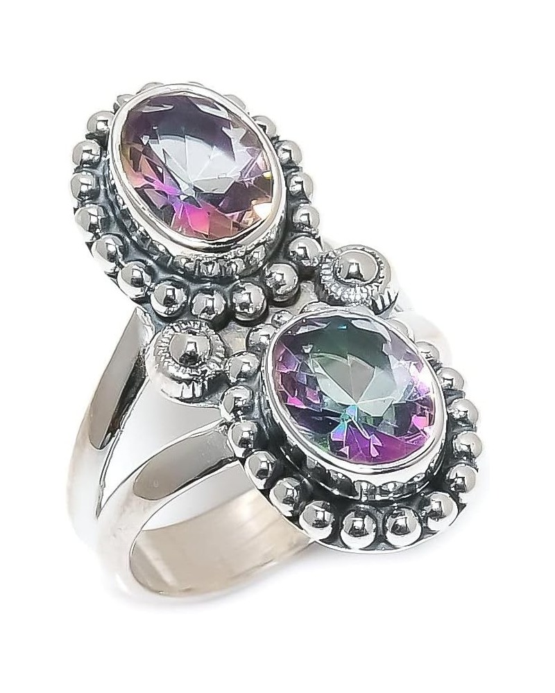 925 Sterling Silver Ring, Oval Shape Handmade Gemstone, Adjustable mystic rainbow topaz $11.44 Rings