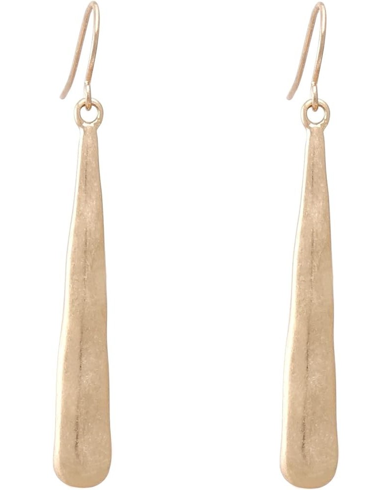 Vintage Long & Thin Metal Bar Basic Dangle Drop Earrings for Women HAMMERED GOLD $7.79 Earrings