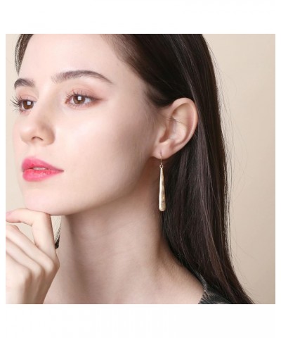 Vintage Long & Thin Metal Bar Basic Dangle Drop Earrings for Women HAMMERED GOLD $7.79 Earrings