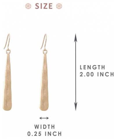 Vintage Long & Thin Metal Bar Basic Dangle Drop Earrings for Women HAMMERED GOLD $7.79 Earrings