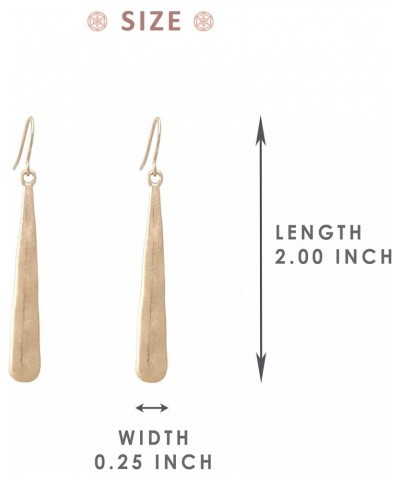 Vintage Long & Thin Metal Bar Basic Dangle Drop Earrings for Women HAMMERED GOLD $7.79 Earrings