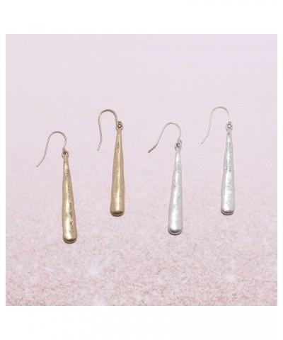 Vintage Long & Thin Metal Bar Basic Dangle Drop Earrings for Women HAMMERED GOLD $7.79 Earrings