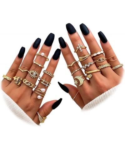 Cute Rings Set Multi-style available Y2K Preppy Aesthetic Ring Sets for Teen Girls Women, Colorful Trendy Jewelry Gold Stacka...