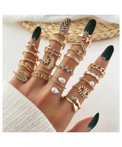 Cute Rings Set Multi-style available Y2K Preppy Aesthetic Ring Sets for Teen Girls Women, Colorful Trendy Jewelry Gold Stacka...