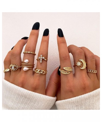 Cute Rings Set Multi-style available Y2K Preppy Aesthetic Ring Sets for Teen Girls Women, Colorful Trendy Jewelry Gold Stacka...