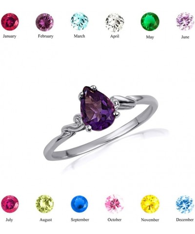 Modern 14k White Gold Pear-Cut Personalized Birthstone Ladies Ring February Birthstone $69.00 Rings