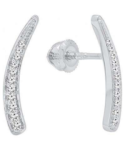 0.15 ctw. Round White Diamond Curved Ear Climber Earrings for women 10K in Gold White Gold Screw Back $67.67 Earrings