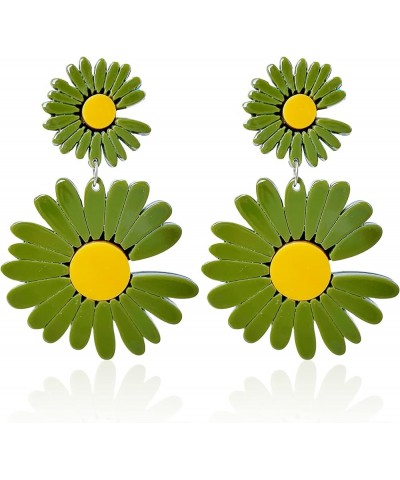 Bohemian Daisy Earrings Daisy Flower Earrings for Women Girl Acrylic Yellow Flower Daisy Dangle Earring Wild Lily Petals Hawa...