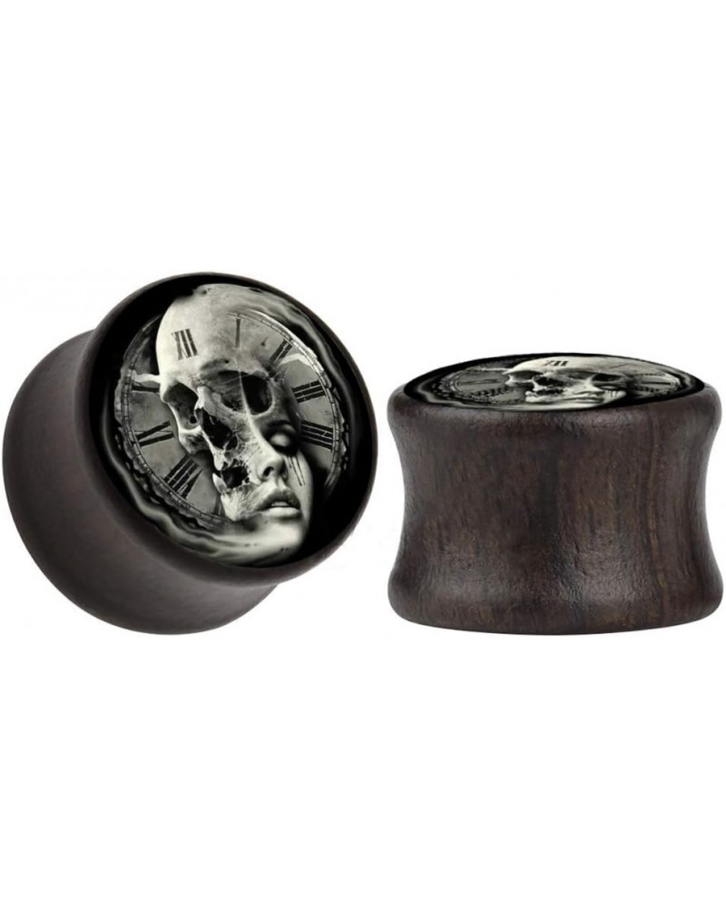 Wood Ear Gauges Plugs Double Flared Saddle Plugs Ear Stretcher Expander Skull Plugs Piercing Jewelry 00g (10mm) $11.20 Body J...