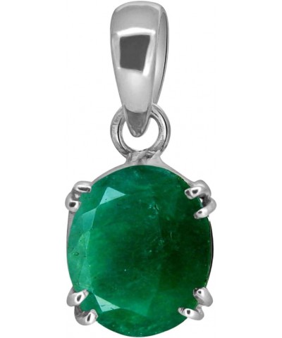 Emerald Green Pendant Necklace - precious Oval Shape Stone Pendant 4.55 Carat Pure 925 Sterling Silver Pendant $35.20 Necklaces