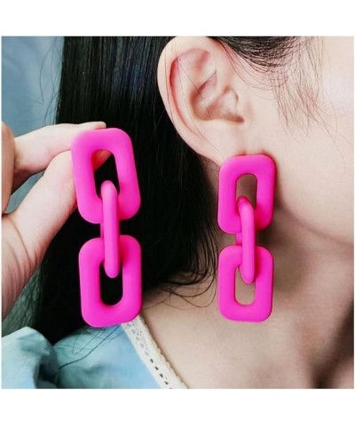 Chain Earrings for Women Acrylic Chain Dangle Earrings Chunky Geometric Paperclip Earrings Jewery Gift rose red $7.53 Earrings