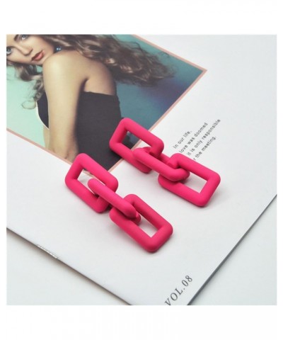 Chain Earrings for Women Acrylic Chain Dangle Earrings Chunky Geometric Paperclip Earrings Jewery Gift rose red $7.53 Earrings