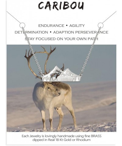 Mountain Necklace for Women Gold Silver Plated Bear Moose Animal Cutout Forest Tree Mountain Range Pendant Necklace Nature Je...