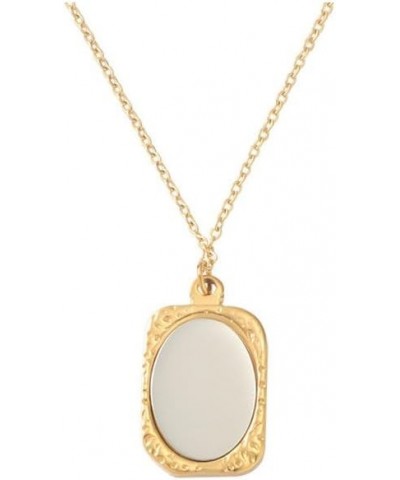 WLLAY Vintage Ancient Mirror Pendant Necklace Long Chain For Women Jewelry Gift B:gold $8.15 Necklaces