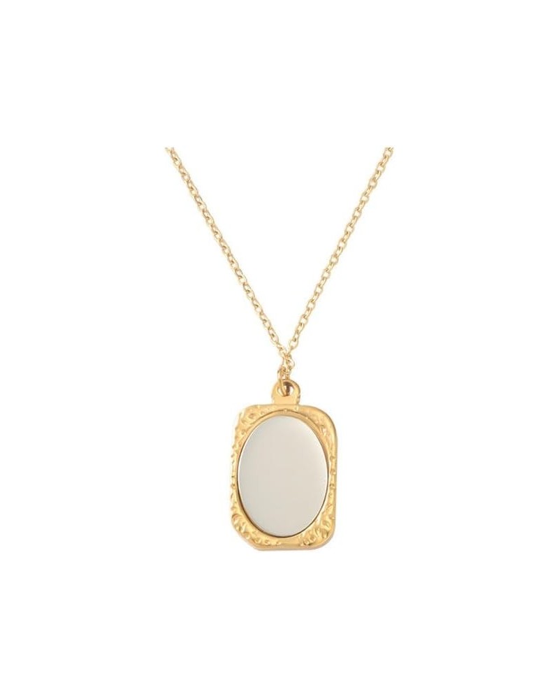 WLLAY Vintage Ancient Mirror Pendant Necklace Long Chain For Women Jewelry Gift B:gold $8.15 Necklaces