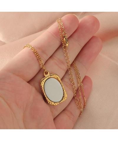 WLLAY Vintage Ancient Mirror Pendant Necklace Long Chain For Women Jewelry Gift B:gold $8.15 Necklaces