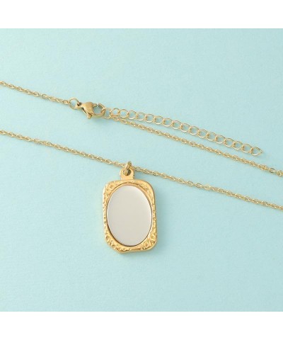 WLLAY Vintage Ancient Mirror Pendant Necklace Long Chain For Women Jewelry Gift B:gold $8.15 Necklaces