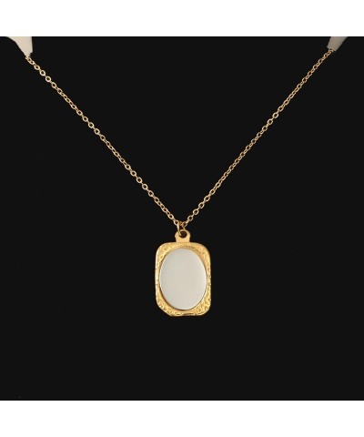 WLLAY Vintage Ancient Mirror Pendant Necklace Long Chain For Women Jewelry Gift B:gold $8.15 Necklaces