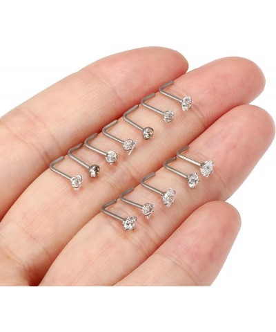 18G 20G Nose Rings Studs Surgical Steel Nose Piercings L Shaped Screw Nose Studs Cubic Zirconia Nose Ring Nose Piercing Jewel...