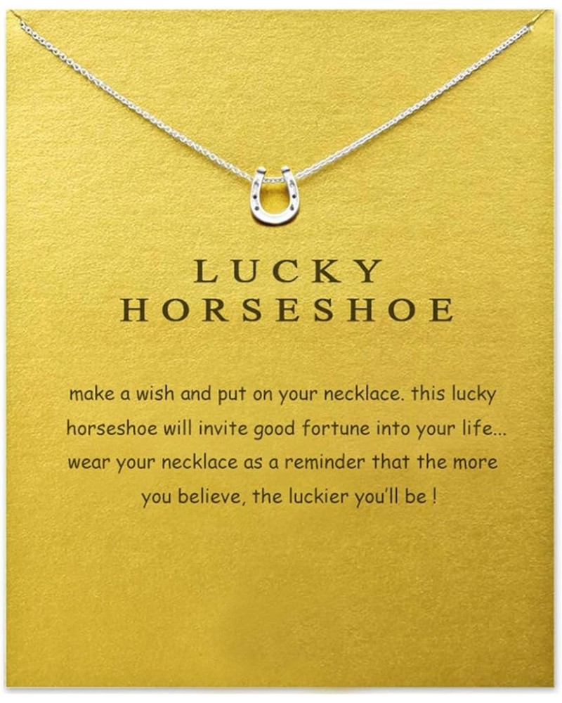 Friendship Anchor Compass Necklace Good Luck Elephant Pendant Chain Necklace with Message Card Gift Card Silver Horseshoe $7....