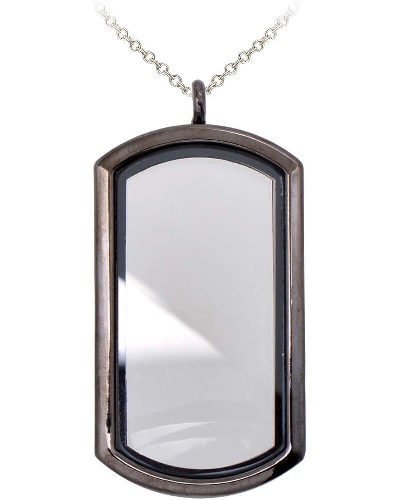 Magnetic Rectangle Glass Window Floating Locket Pendant Necklace Gun Black $7.79 Necklaces