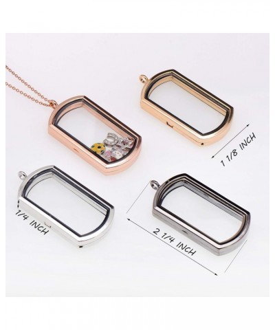 Magnetic Rectangle Glass Window Floating Locket Pendant Necklace Gun Black $7.79 Necklaces