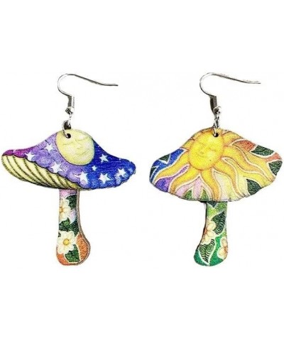 Unique Fashion Student Funny Jewelry Mushroom Frog Star Moon Cartoon Colorful Drop Dangle Earrings for Women Girls Birthday G...