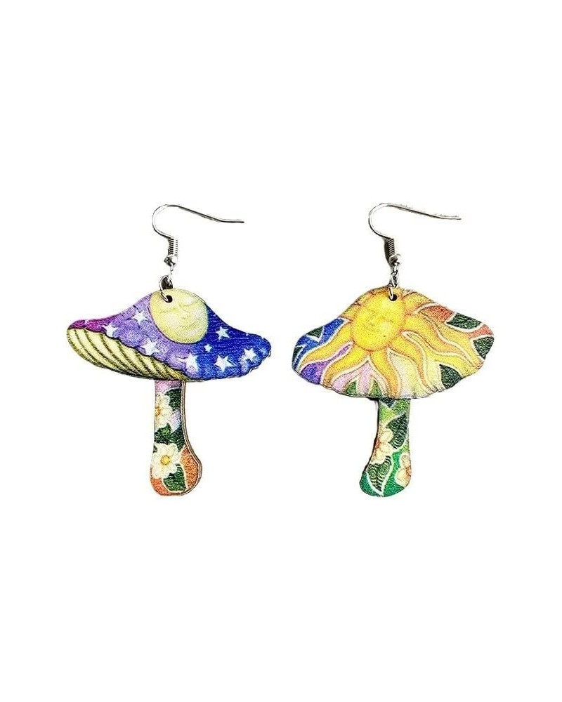 Unique Fashion Student Funny Jewelry Mushroom Frog Star Moon Cartoon Colorful Drop Dangle Earrings for Women Girls Birthday G...