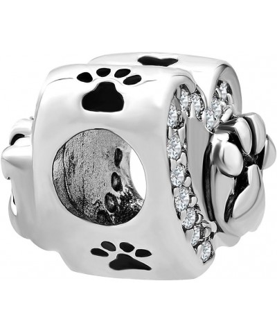 Stainless Steel Dog Mom Charm Pet Paw Print Beads For Bracelets Dog Paw $8.54 Bracelets