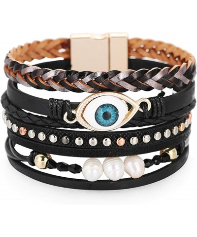 Leather Wrap Bracelet Boho Cuff Bracelets for Women Teen Girls Cross Bracelet Fashion Jewelry Gifts for Her Black Eyes $8.84 ...