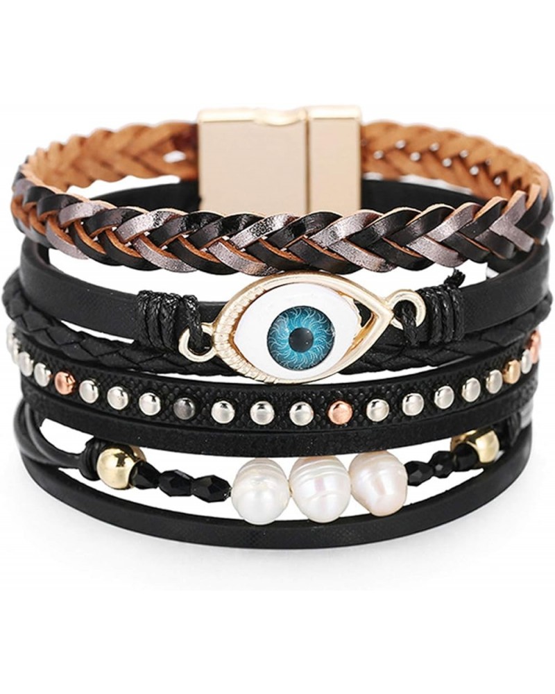 Leather Wrap Bracelet Boho Cuff Bracelets for Women Teen Girls Cross Bracelet Fashion Jewelry Gifts for Her Black Eyes $8.84 ...