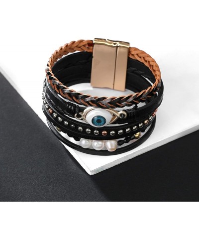 Leather Wrap Bracelet Boho Cuff Bracelets for Women Teen Girls Cross Bracelet Fashion Jewelry Gifts for Her Black Eyes $8.84 ...