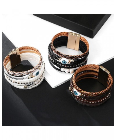 Leather Wrap Bracelet Boho Cuff Bracelets for Women Teen Girls Cross Bracelet Fashion Jewelry Gifts for Her Black Eyes $8.84 ...