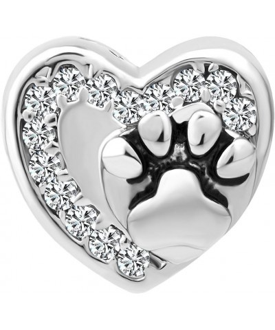 Stainless Steel Dog Mom Charm Pet Paw Print Beads For Bracelets Dog Paw $8.54 Bracelets