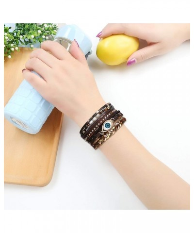 Leather Wrap Bracelet Boho Cuff Bracelets for Women Teen Girls Cross Bracelet Fashion Jewelry Gifts for Her Black Eyes $8.84 ...