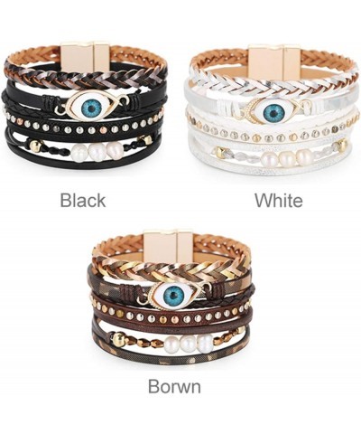 Leather Wrap Bracelet Boho Cuff Bracelets for Women Teen Girls Cross Bracelet Fashion Jewelry Gifts for Her Black Eyes $8.84 ...