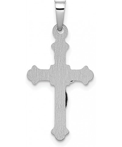 14k White Gold Inri Lord Jesus Christ Crucifix Holy Cross Necklace Charm Pendant Religious Budded Fine Jewelry For Women Gift...