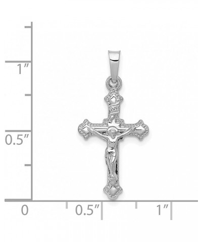 14k White Gold Inri Lord Jesus Christ Crucifix Holy Cross Necklace Charm Pendant Religious Budded Fine Jewelry For Women Gift...