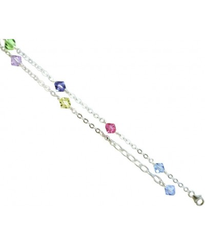 Multi-color Crystals with .925 Sterling Silver Anklet, Bracelet. 7,8,9,10,11,12,13 Inches 12.5 Inches $14.29 Anklets